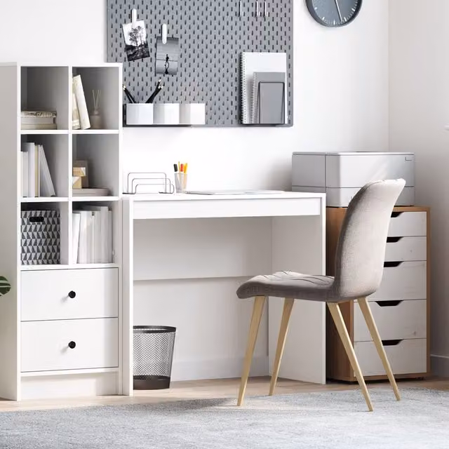 Berkfield Home Minimalist White Writing Desk in Engineered Wood W/D/H: 90 x 40 x 76 cm