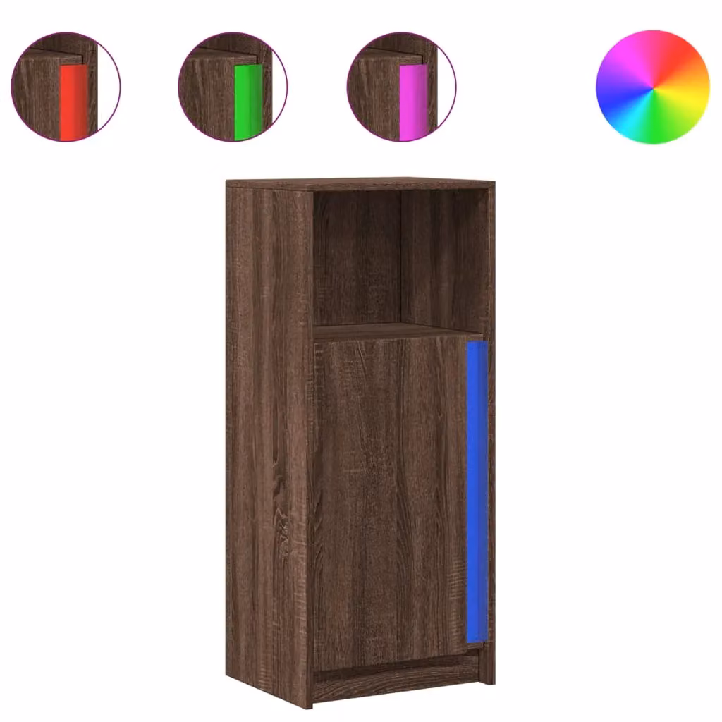 Berkfield Home Modern Brown Oak Sideboard with Integrated LED Lighting, W/D/H: 42.5 x 34 x 100 cm – 1