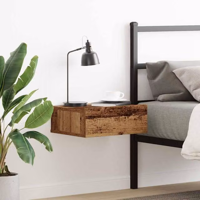 Berkfield Home Decorative Floating Nightstand in Brown Old Wood, W/D/H: 40 x 32 x 15 cm
