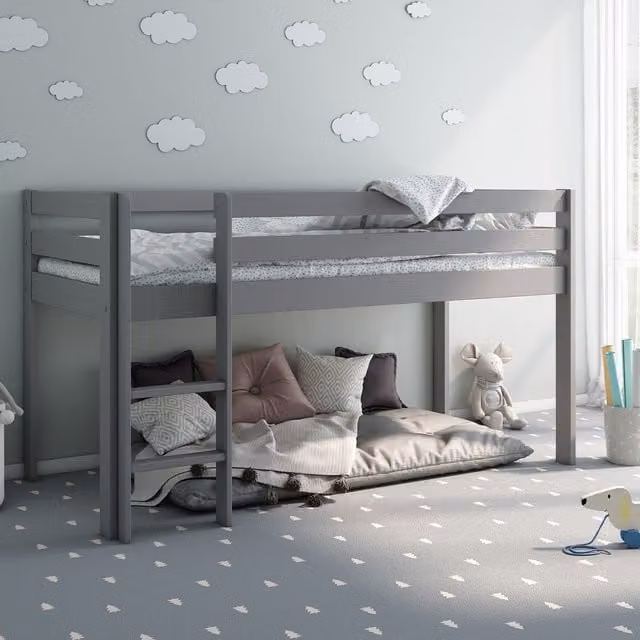 Noomi Nora Midi Bed Frame in Grey Lacquered Pine