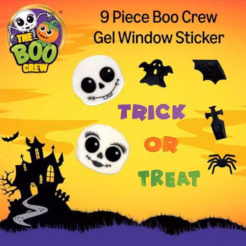 The Boo Crew Halloween Skeleton Gel Window Stickers in White and Multicolour – 2