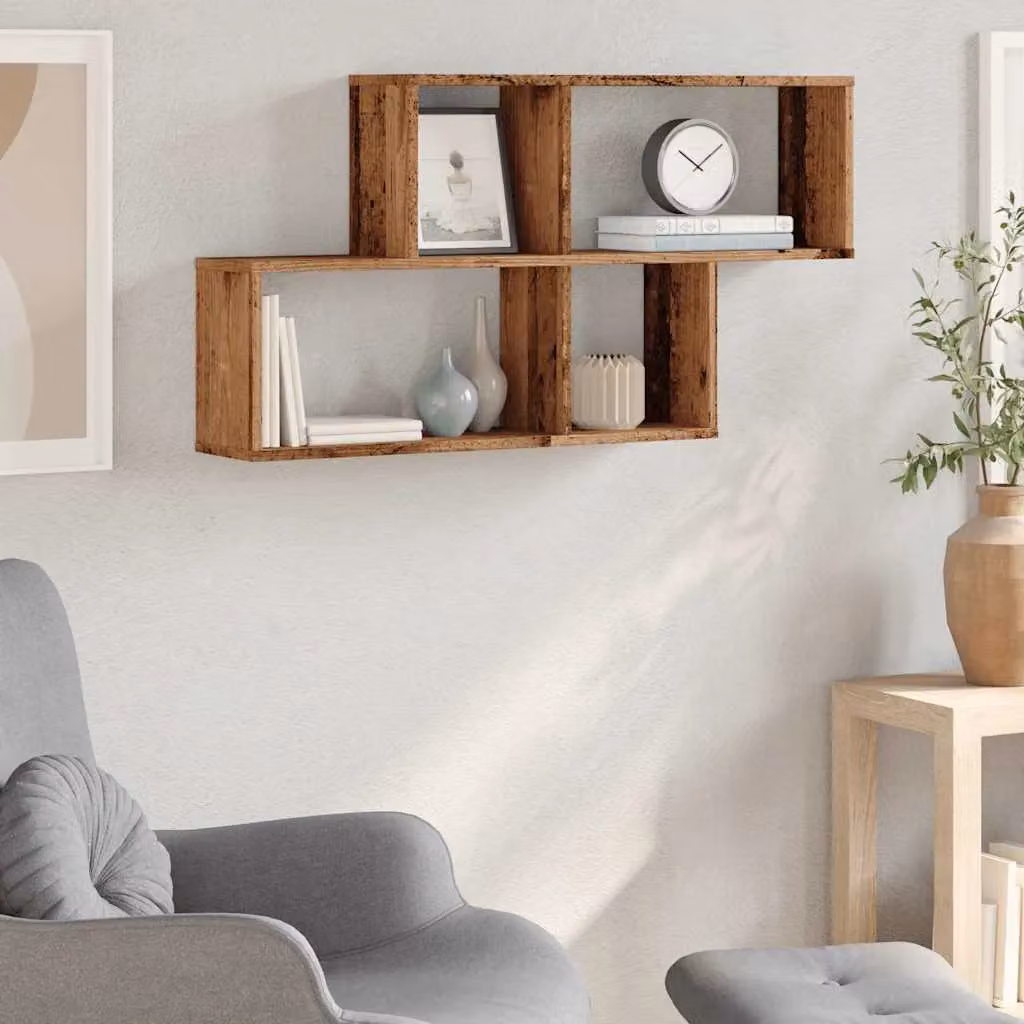 Berkfield Home Old Wood Wall Shelf in Brown, W/D/H: 100 x 18 x 53 cm – 2