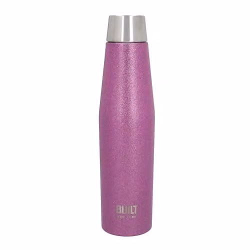 Built Apex Insulated Stainless Steel Water Bottle with Leakproof Perfect Seal Lid, Purple Glitter, 540 ml