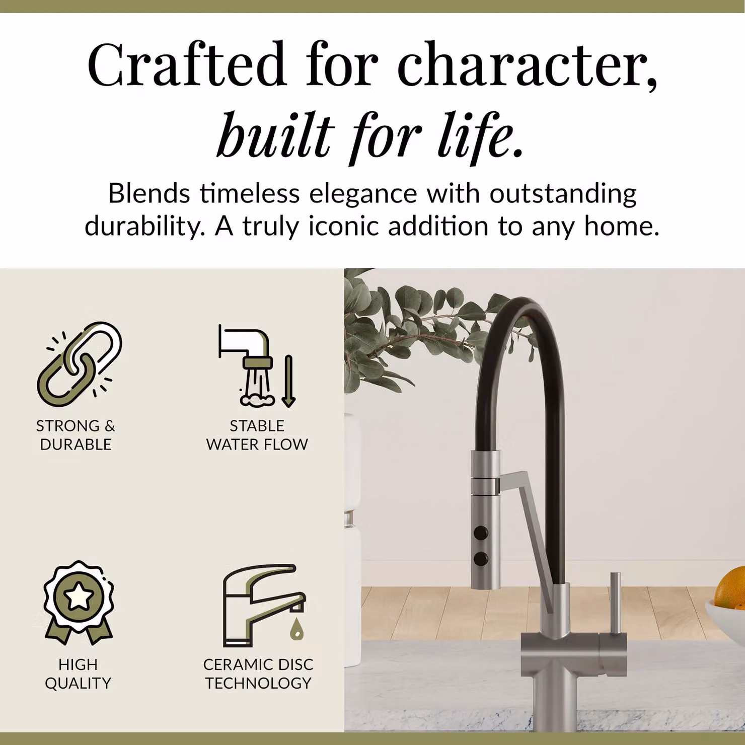 Balterley Modern Kitchen Mono Mixer Tap, Single Lever, Brushed Nickel, Silver, H 26.0 x W 22.0 x D 4.4 cm – 2