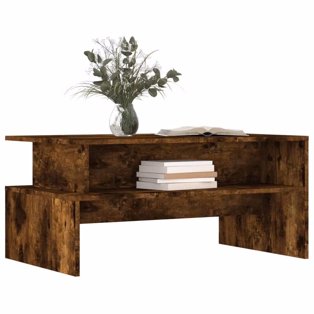 Berkfield Home Modern Rectangular Coffee Table in Smoked Oak Brown, W: 90 cm, D: 55 cm, H: 42.5 cm – 3