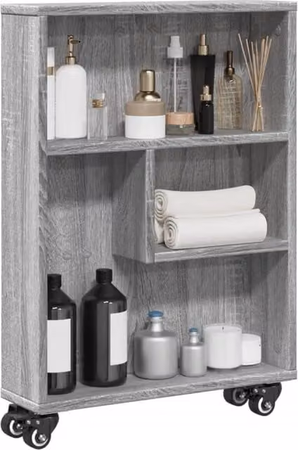 Berkfield Home Narrow Storage Trolley in Grey Sonoma, W: 48 cm, D: 13 cm, H: 68 cm