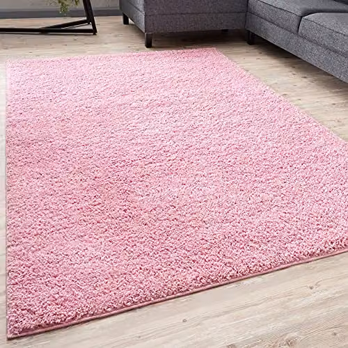 THE RUGS Pink Plain Shaggy High Pile Rug, W/D/H: 80 x 300 cm – 1