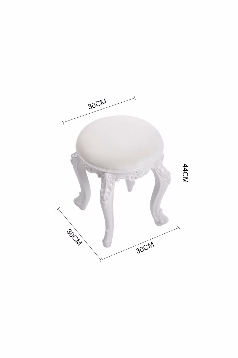 Living and Home Elegant Round Upholstered Dressing Makeup Stool in Beige Flannel Fabric – 2