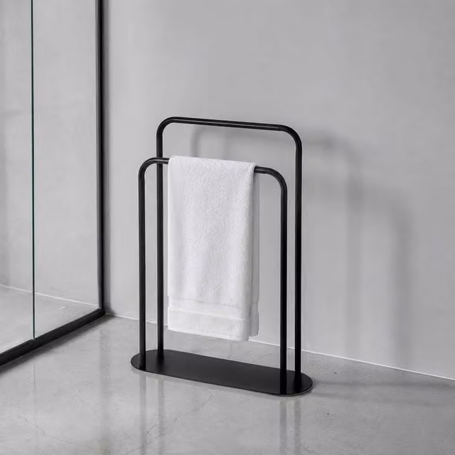 Showerdrape Aspen Freestanding Black Metal Towel Storage Stand H 76.0 x W 58.0 x D 18.0 cm