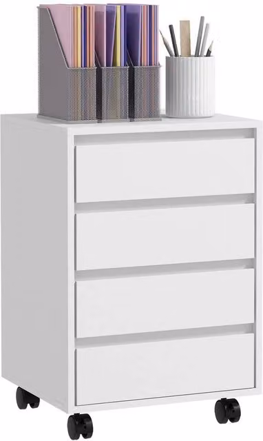 EONLION Mobile Vertical Filing Cabinet with 4 Drawers in White – 1