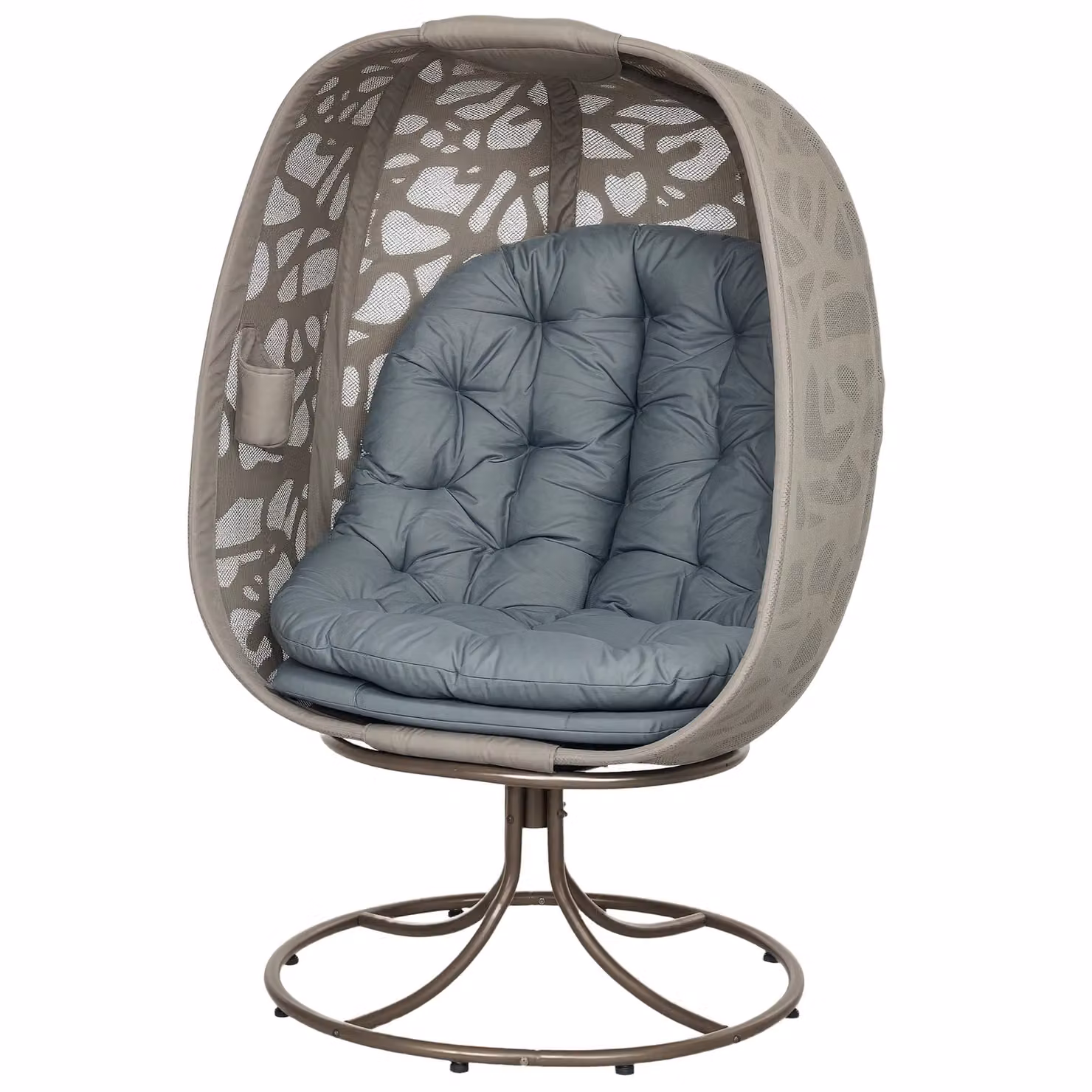Outsunny Foldable Swivel Egg Chair with Cushions and Metal Frame, Grey – 2
