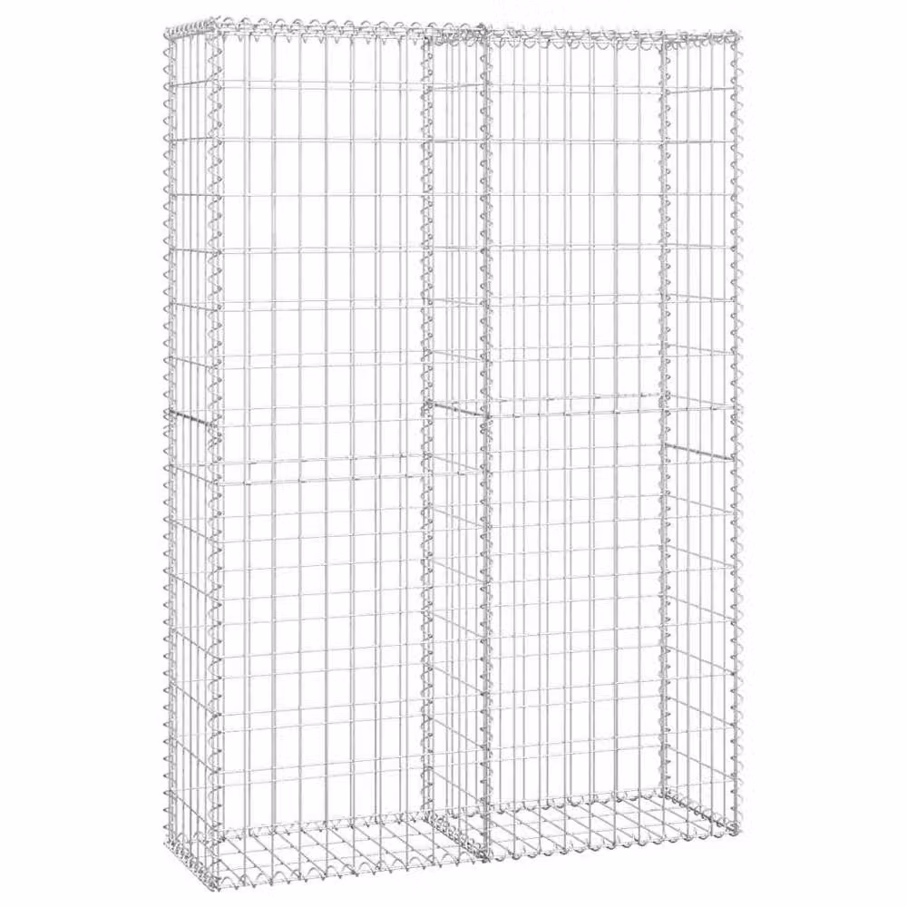 Berkfield Home Durable Galvanised Steel Gabion Basket with Lids in Silver, W/D/H: 150 x 100 x 30 cm – 3