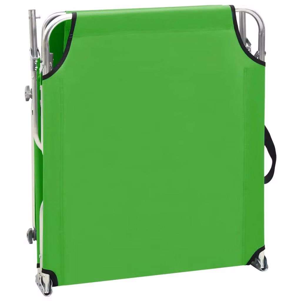 Berkfield Home Folding Sun Lounger with Canopy in Green Powder Coated Aluminium – 2