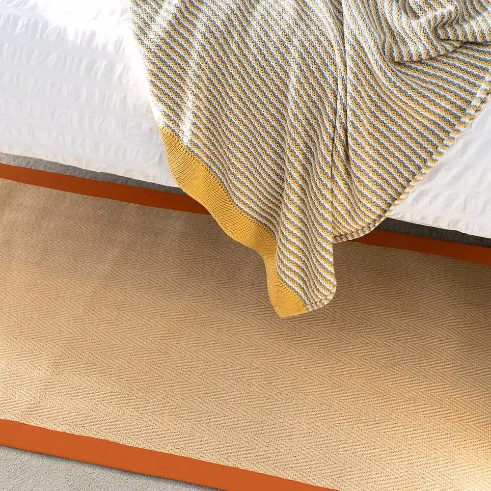 Kukoon Beige Natural Jute and Cotton Herringbone Pattern Non Slip Flat Weave Rug, W: 200 cm, D: 290 cm – 2