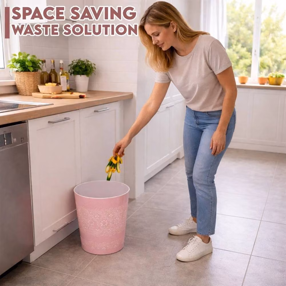 PAWNORA Pink 9 Litre Plastic Waste Paper Bin for Home, Office or Kitchen – 3