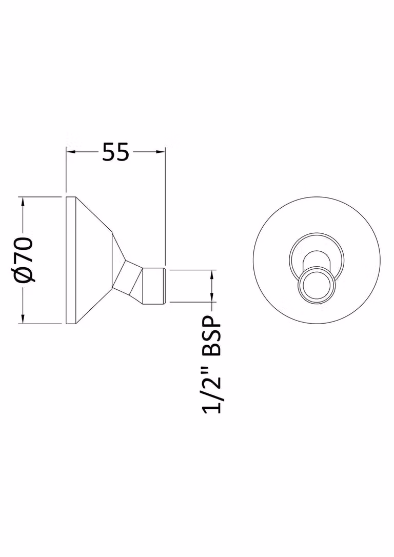 Balterley Pair of Wall Mounted Mixer Tap S-Connectors and Round Flanges in Silver Chrome, W/D/H: 6.5 x 6.5 x 2.5 cm