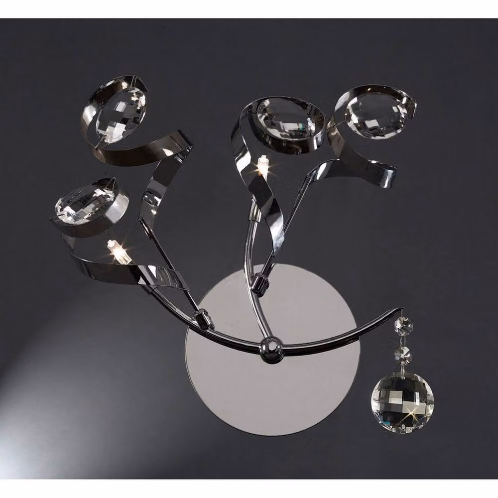 Netlighting Kurlz 2-Light Wall Lamp in Chrome and Grey with Crystal Details – 2