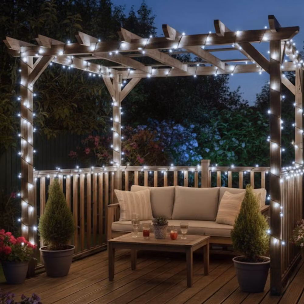 Pegdev Cool White LED String Lights with Black Rubber Cable, IP65 Waterproof, 15m – 2