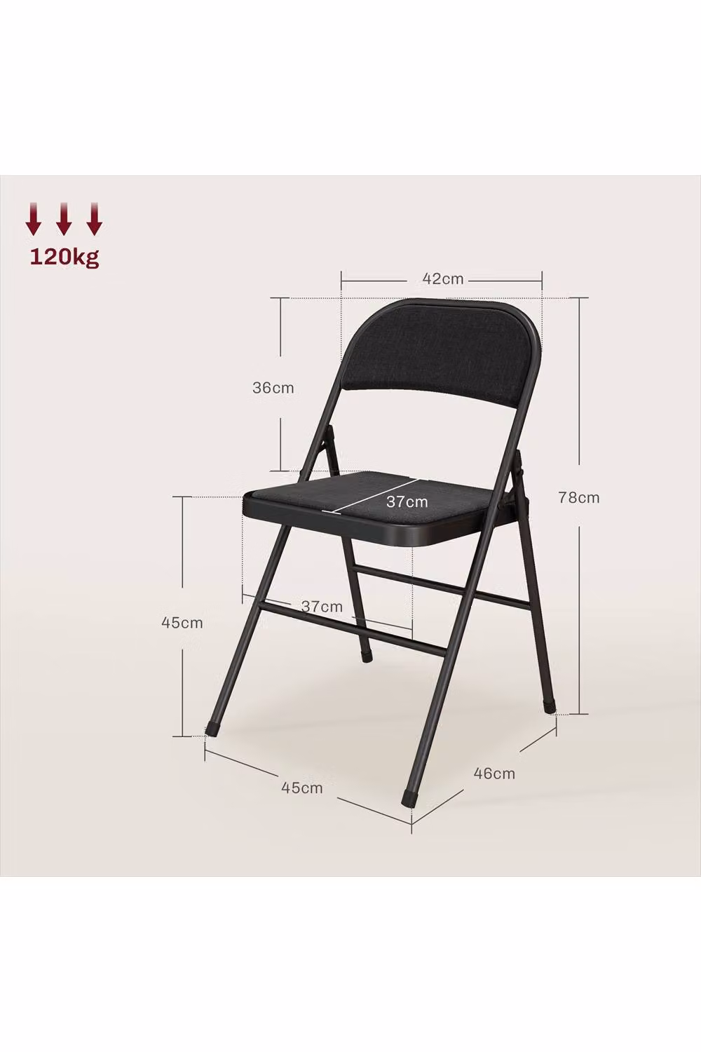 ERGOVEXA Set of Four Black Linen-Look Cushioned Folding Chairs – 2