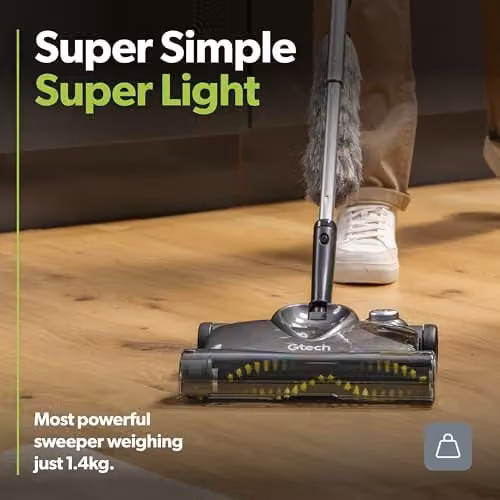 Gtech SW22 Lithium Power Sweeper in Grey and Green with 90 Minute Runtime and Bagless Design – 3