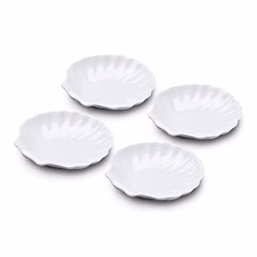 WM Bartleet & Sons 1750 Porcelain Shell Design Serving Dish Set of 4, White, Diameter: 13 cm – 1