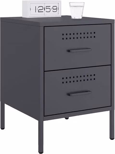 Berkfield Home Durable Metal Bedside Cabinets, 2 Pack, Anthracite, W/D/H: 36 x 39 x 50.5 cm – 1