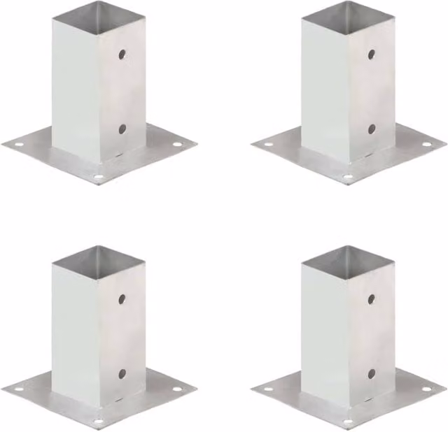 Berkfield Home Galvanised Metal Post Anchors, 4 Pack, Silver, 71 mm