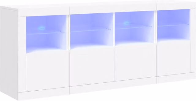 Berkfield Home Modern Glossy White Sideboard with Integrated LED Lights, W/D/H: 163 x 37 x 67 cm – 1