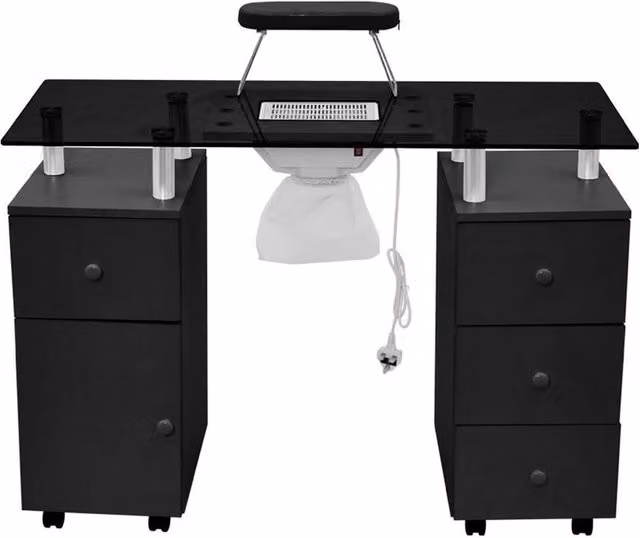 EONLION Manicure Nail Table with Dust Collector Salon Workstation in Black – 1