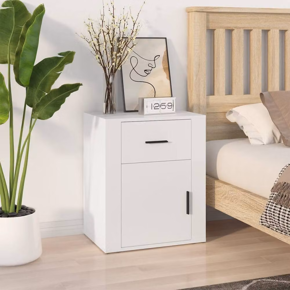 Berkfield Home White Bedside Cabinet in Engineered Wood W/D/H: 50 x 36 x 60 cm – 2