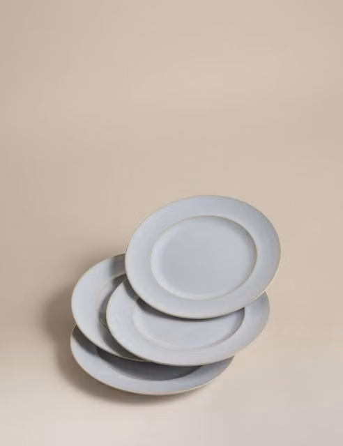 M&S Set of 4 White Stoneware Dinner Plates for Adults
