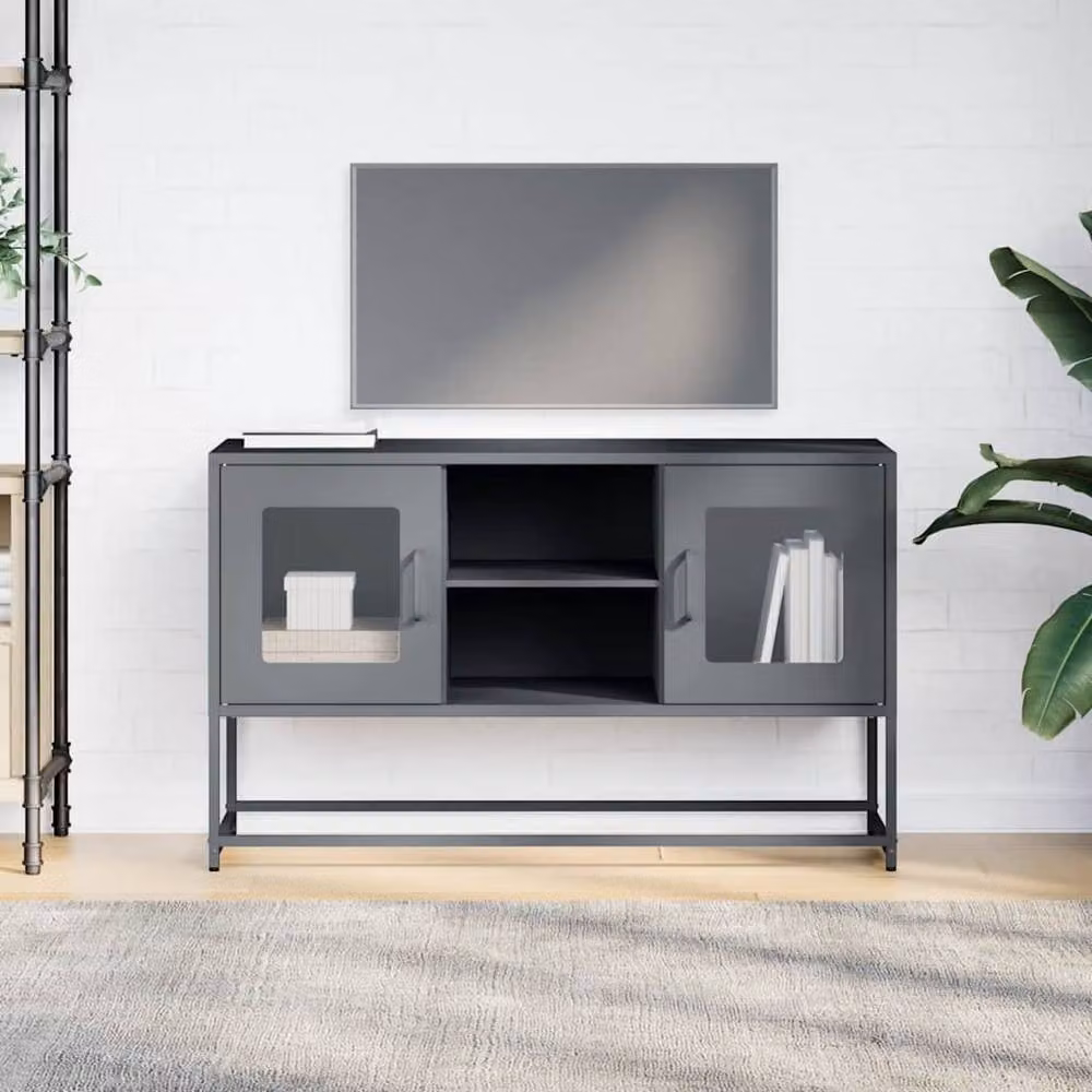 Berkfield Home Industrial Steel TV Cabinet in Anthracite Grey, W/D/H: 100.5 x 39 x 60.5 cm – 3