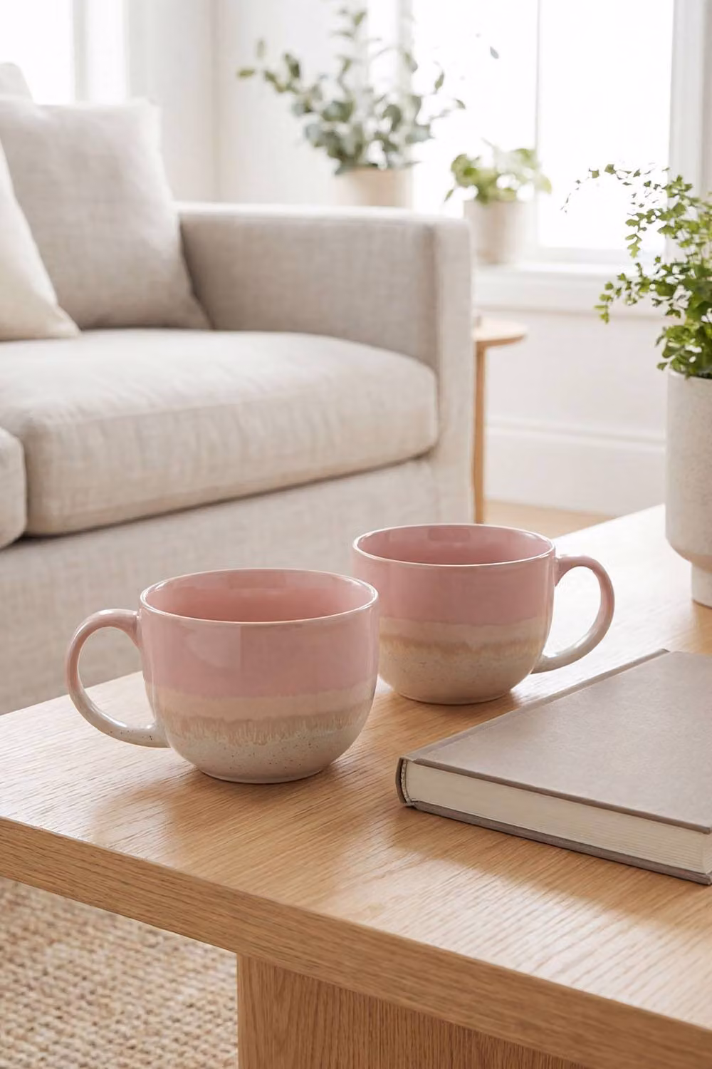 Upper Street Pink Ceramic Mug Set of 2, 720ml – 2