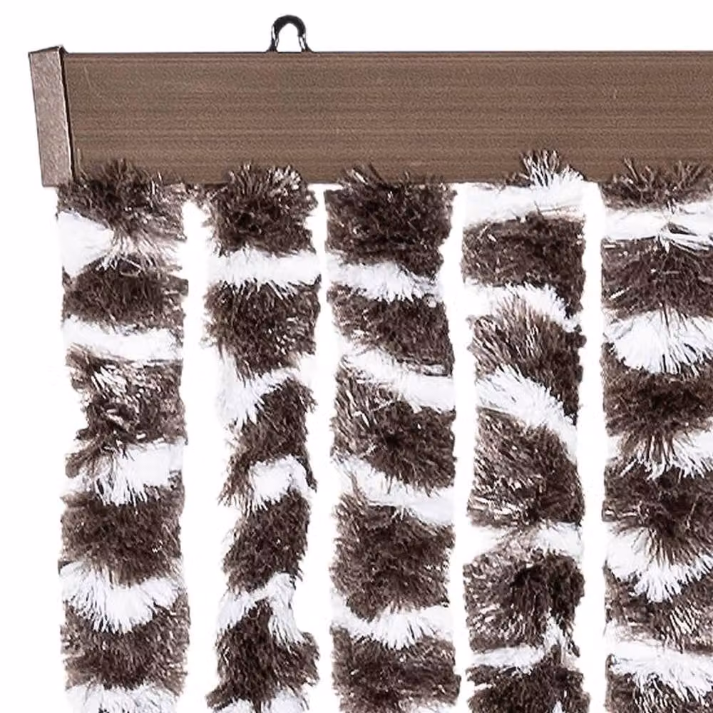 Berkfield Home Soft Fly Curtain in Brown and White Chenille, W: 100 cm, H: 230 cm – 4