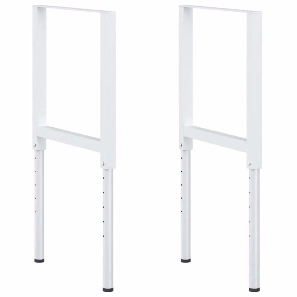 Berkfield Home Adjustable Metal Work Bench Frames, 2 Pack, Grey, W: 55 cm, H: 69-95.5 cm