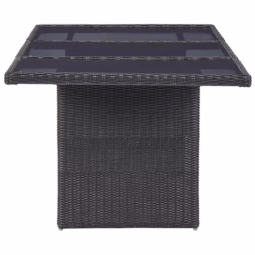 Berkfield Home Garden Black Modern Dining Table with Glass and Poly Rattan, W/D/H: 200 x 100 x 74 cm – 3