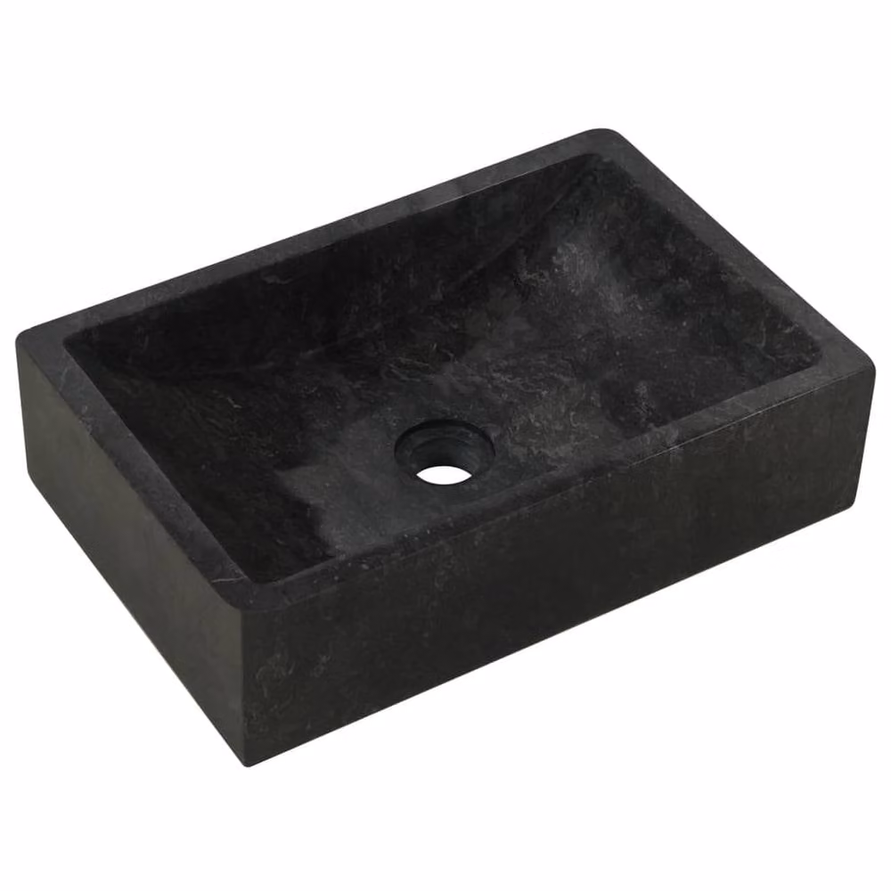 Berkfield Home Modern Freestanding Teak Bathroom Vanity Cabinet with Black Marble Sinks – 3