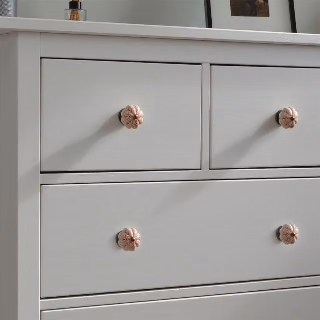 Nicola Spring Red Matt Ceramic Floral Cabinet Knobs, Pack of 24