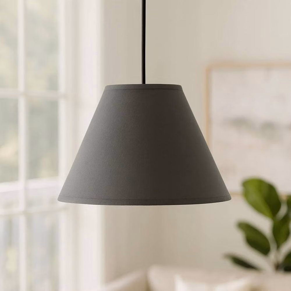 Voltico 2-Pack Adjustable 9 Inch Fabric Coolie Lampshades in Dark Grey – 1