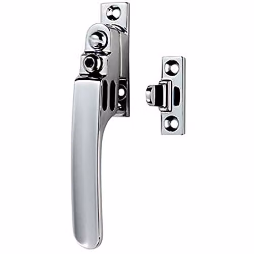 Loops Locking Casement Window Fastener with Night Vent in Polished Chrome, W/D/H: 16 x 60 mm