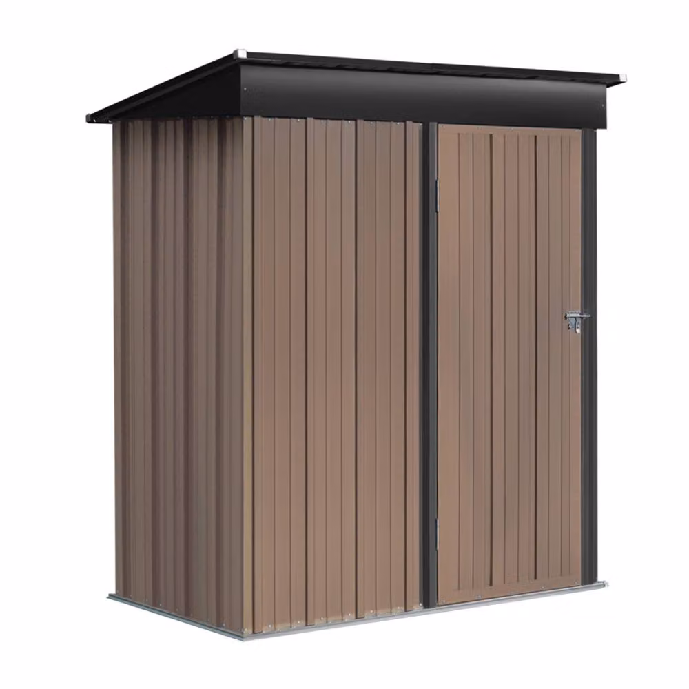 Living and Home Rustic Brown Metal Pent Garden Storage Shed, W: 91.44 cm, D: 181.0 cm, H: 181.0 cm – 4