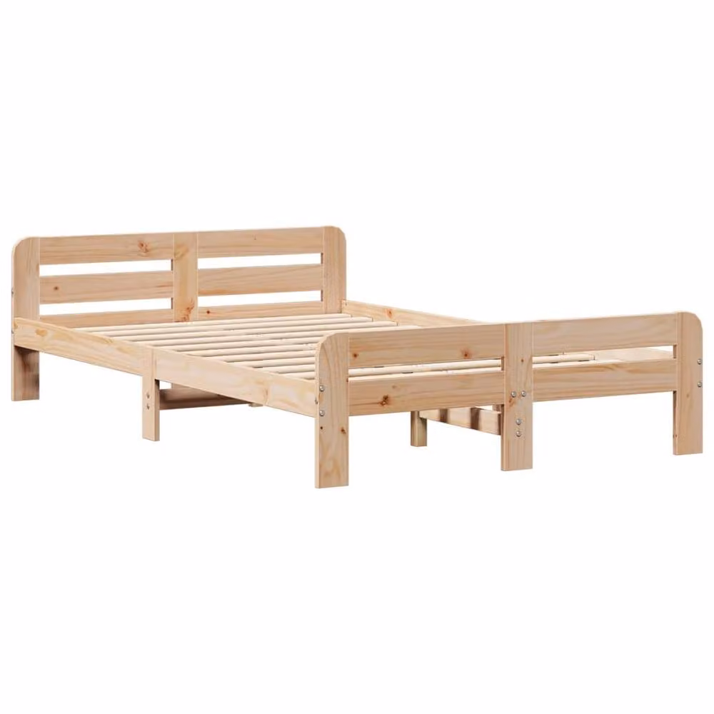 Berkfield Home Small Double Solid Wood Pine Bed Frame in Beige, W/D/H: 120 x 190 cm – 3