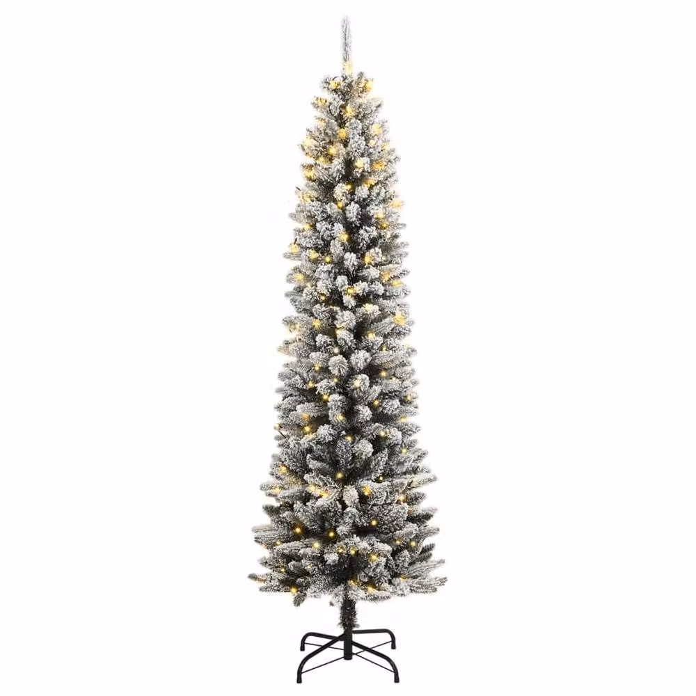 Berkfield Home Beautiful Flocked Artificial Christmas Tree with 300 LEDs in Green and White, Height: 240 cm – 2