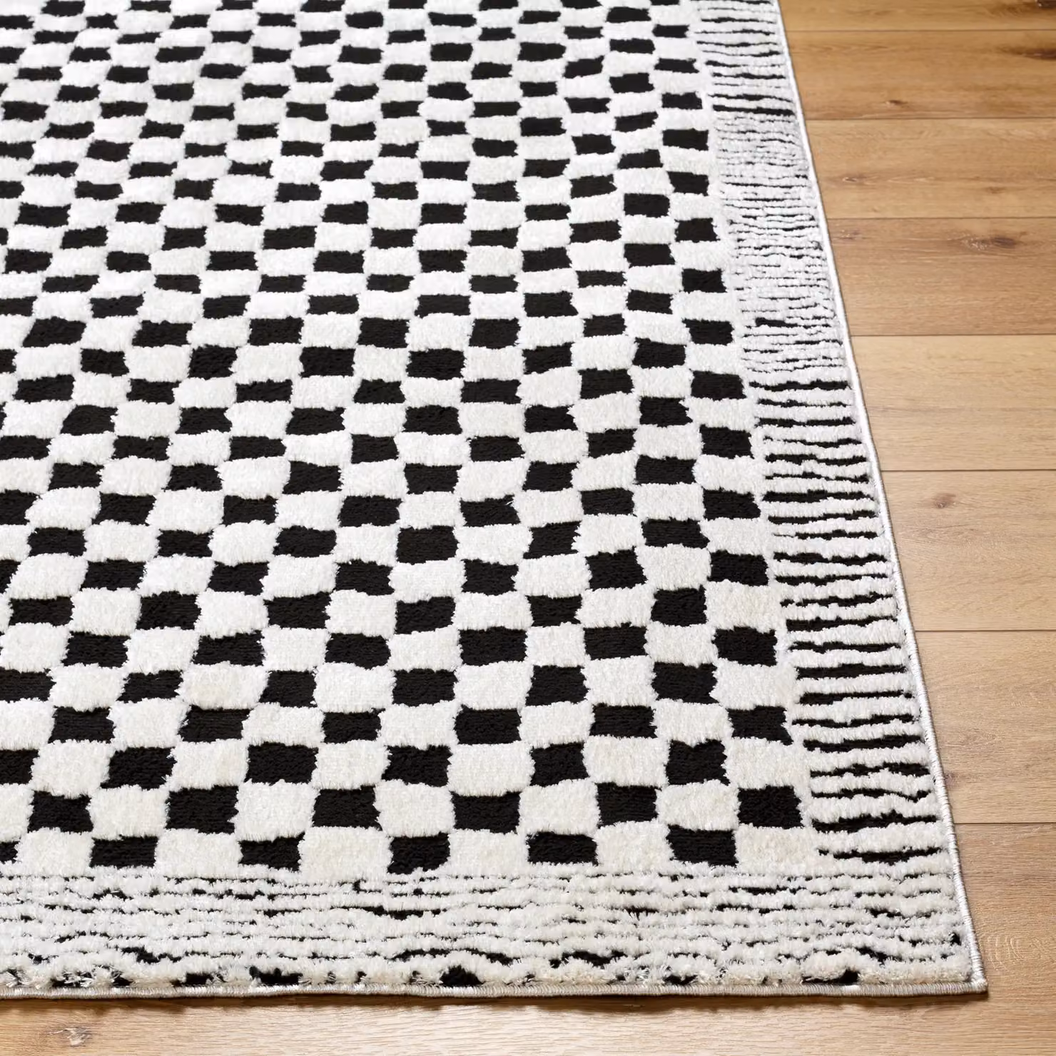 Livabliss Freud Modern High Pile Checkerboard Living and Dining Rug in Black and Brown, W: 80 cm, L: 220 cm – 5