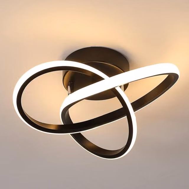Goeco Modern Curved LED Ceiling Light in Black with Warm White 3000K Glow – 1
