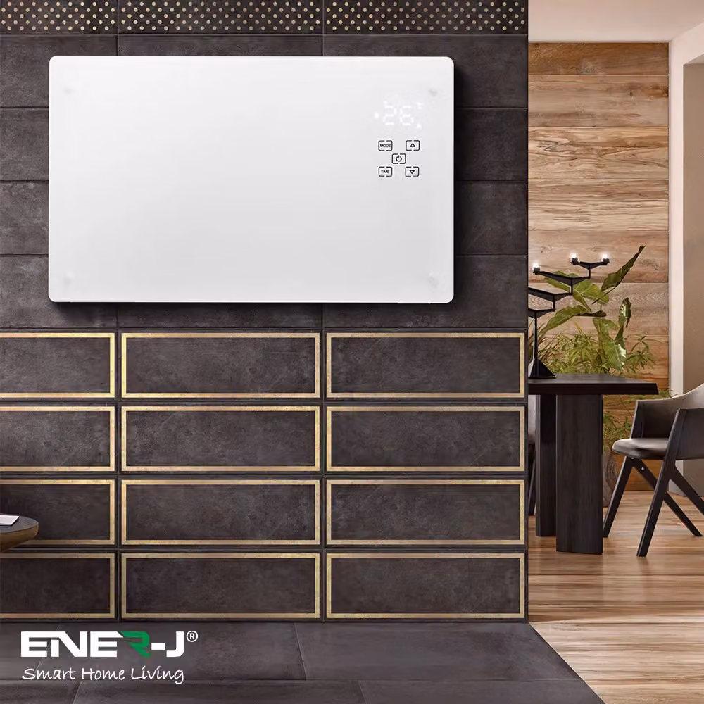 ENER-J Smart Wall Mounted Heater in White with Tempered Glass, 2000W, WiFi and App Control – 2