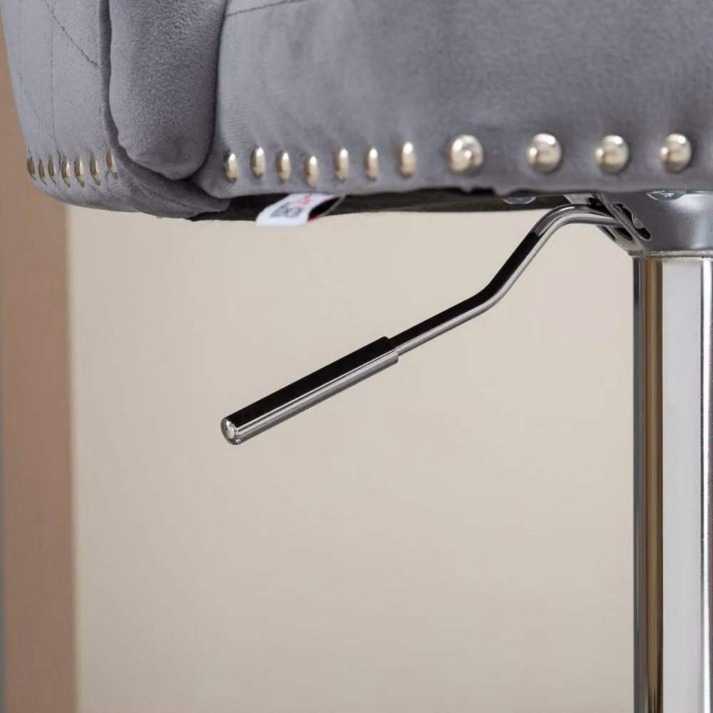Wyld Haus Recoco Grey Velvet Tufted Adjustable Swivel Bar Stools, Set of 2 – 5