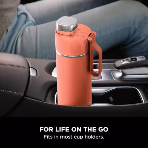 Ninja Thirsti Red Water Bottle and Flask with Leak-Proof Lid, 700 ml – 4