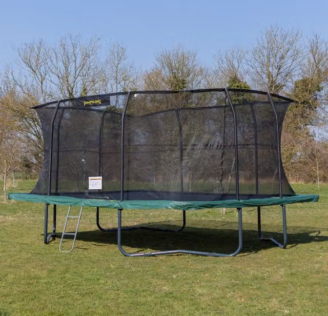 JumpKing Rectangular Trampoline V2 in Green and Grey, 13ft