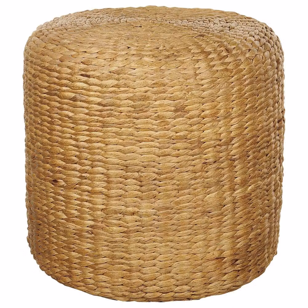 Wyld and Coco Natural Water Hyacinth Pouf in Beige, Diameter: 40 cm – 2